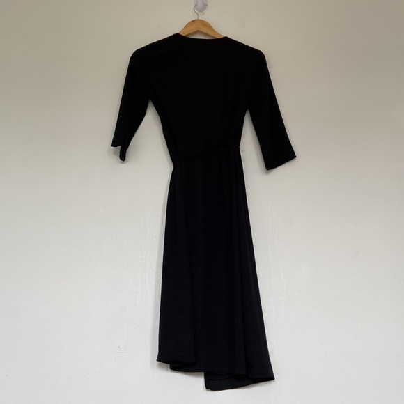 Aritzia Babaton Sz XXS Theo Midi Black Wrap Dress - Picture 6 of 12